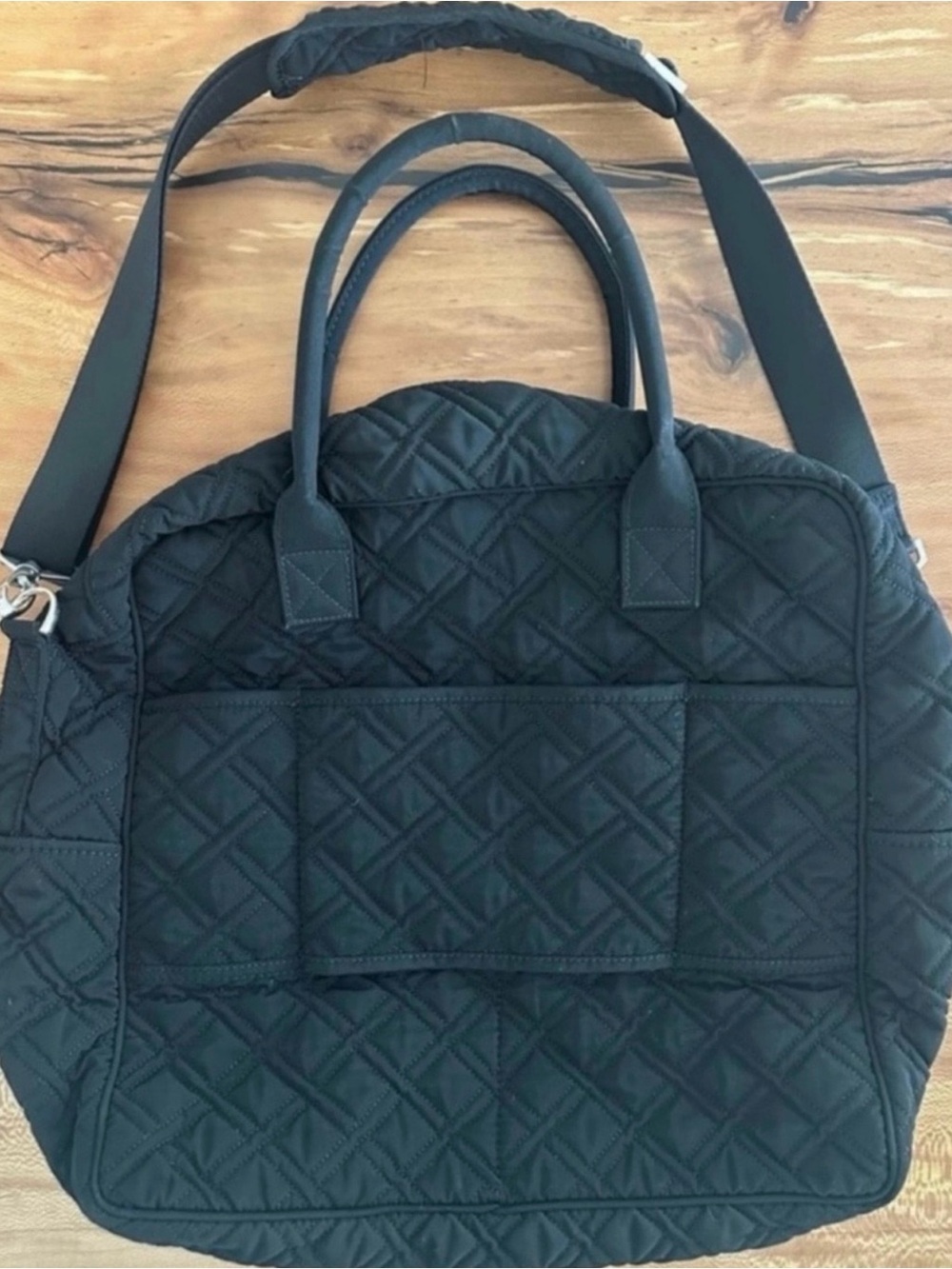 Vera Bradley Black Grand Cargo Quilted Travel Weekender Bag Removable Straps - Picture 3 of 10